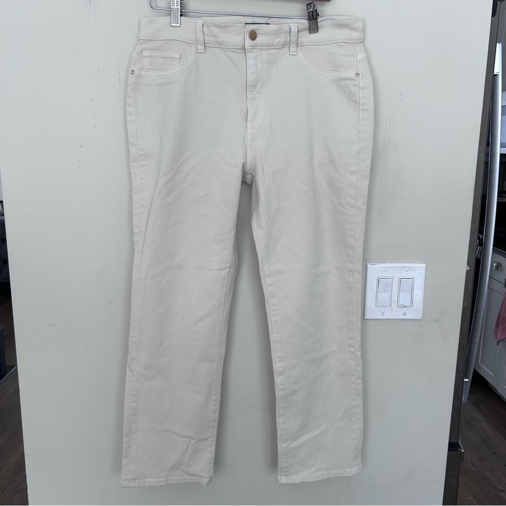 DL1961 MARA Straight Mid Rise Instasculpt Ankle Cream StraightLeg jeans. Sz 31.